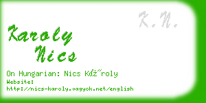 karoly nics business card